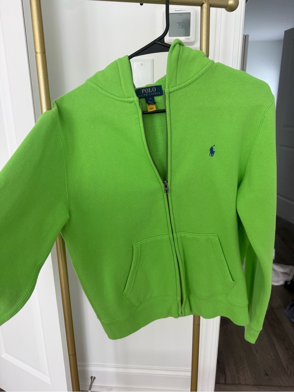 Polo by Ralph Lauren Kids Neon Green Zip Hoodie with Blue Pony